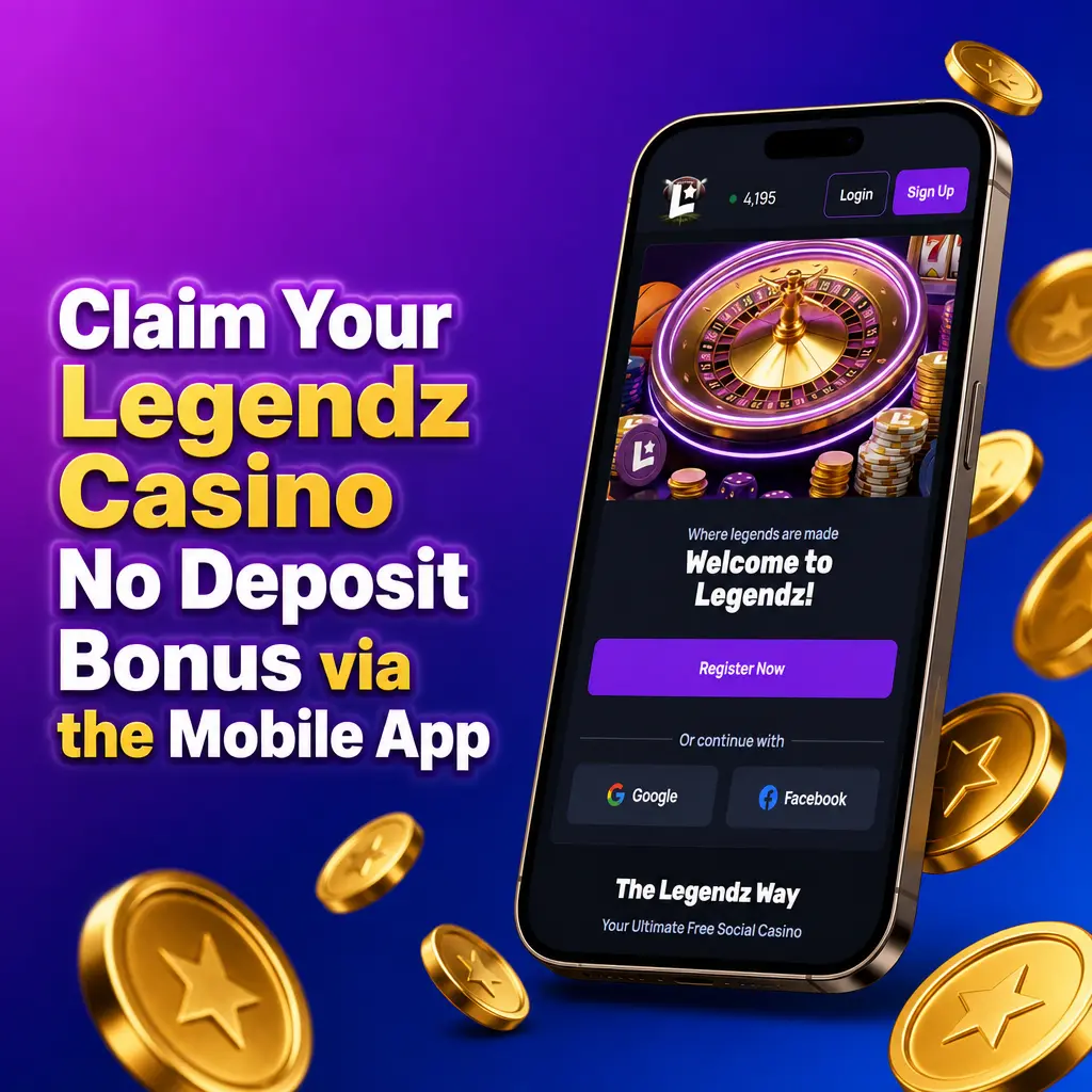 Legendz Casino mobile app on a smartphone